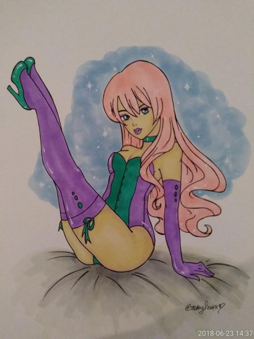 Elegance in Stockings (colored) by Milkycat